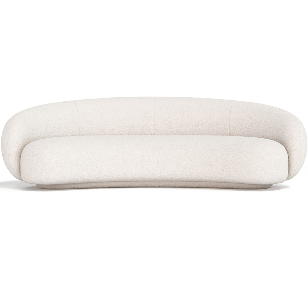 Buy Curved Bouclé Fabric Sofa - 3/4 Seats - Souta White 60690 - in the EU