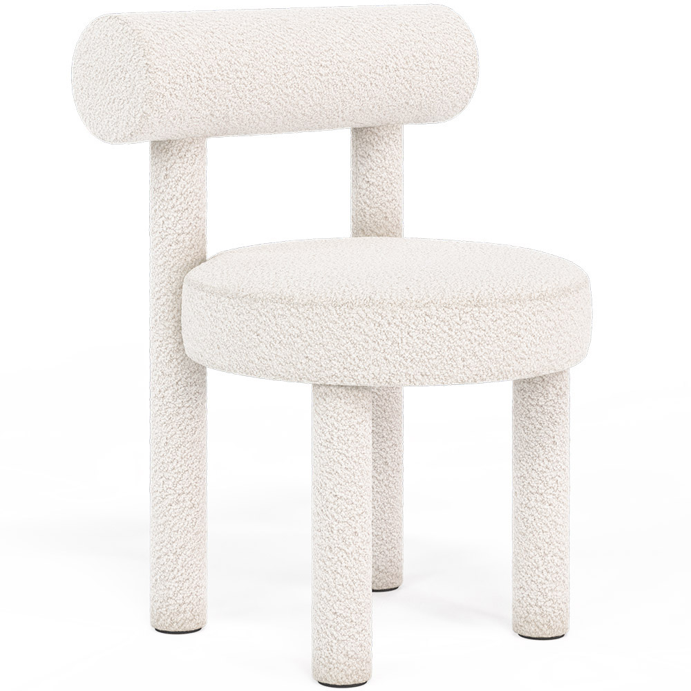  Buy Dining Chair - Upholstered in Bouclé Fabric - Rhys White 60709 - in the EU