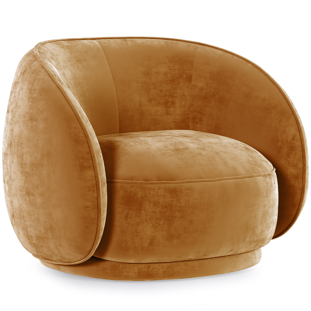  Buy Curved Velvet Upholstered Armchair - Callum Mustard 60692 - in the EU
