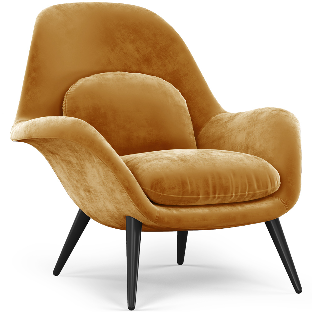  Buy Velvet Upholstered Armchair - Uyere Mustard 60706 - in the EU