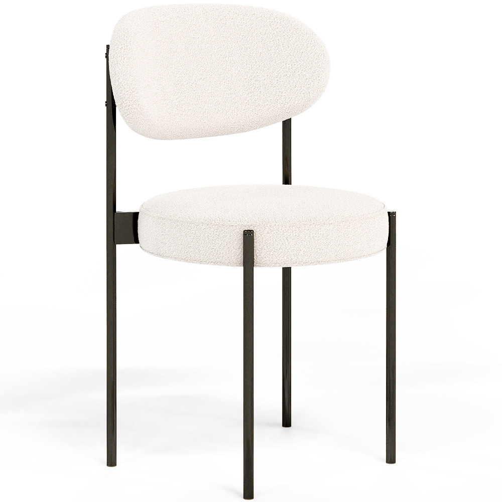  Buy Dining Chair - Upholstered in Bouclé Fabric - Black Metal - Margot White 61005 - in the EU