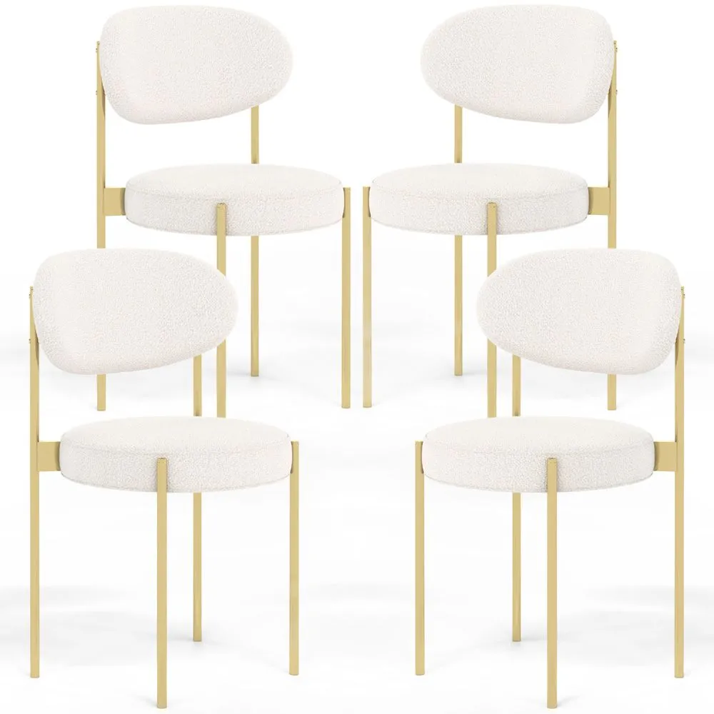 Pack of 4 - Dining Chair - Upholstered in Bouclé Fabric - Golden Metal - Margot image 8