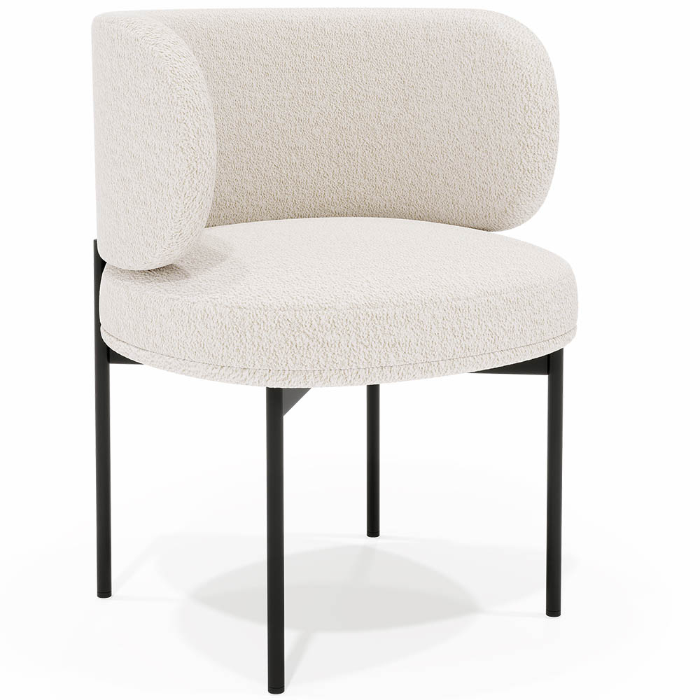  Buy Dining Chair - Upholstered in Bouclé Fabric - Loraine White 61008 - in the EU