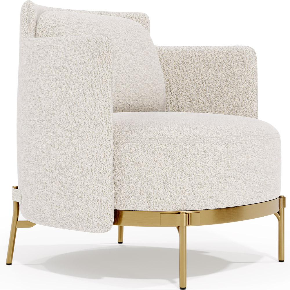  Buy Designer Armchair - Upholstered in Bouclé Fabric - Terrec White 61017 - in the EU