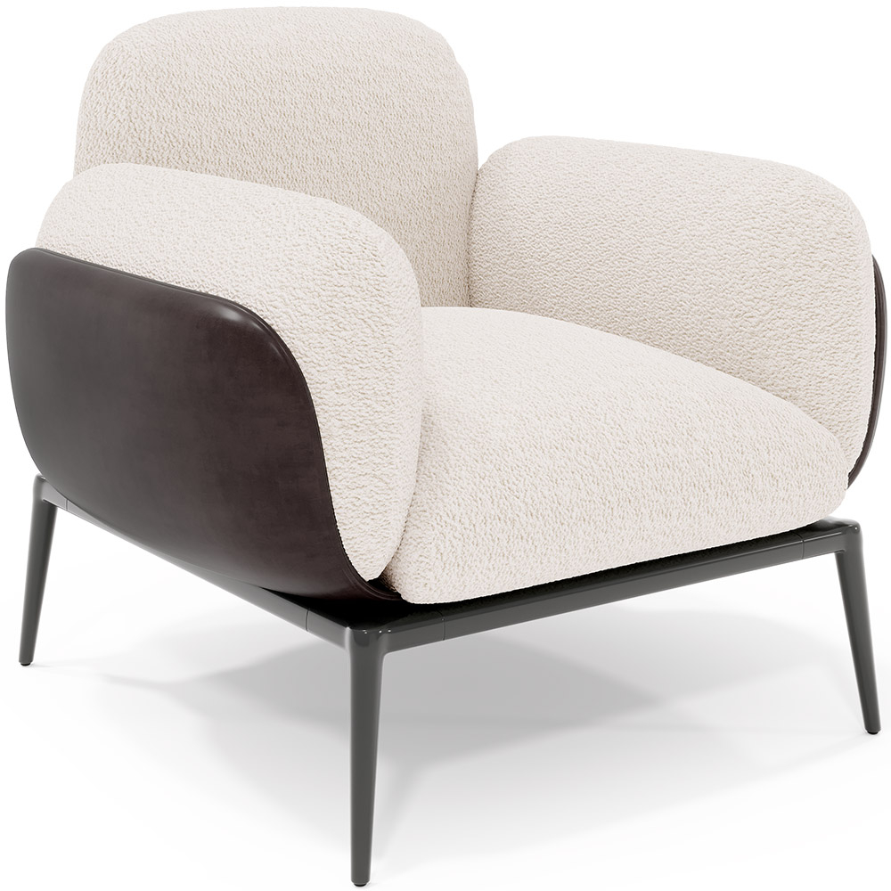  Buy Bouclé Fabric Upholstered Armchair - Vandan White 61021 - in the EU