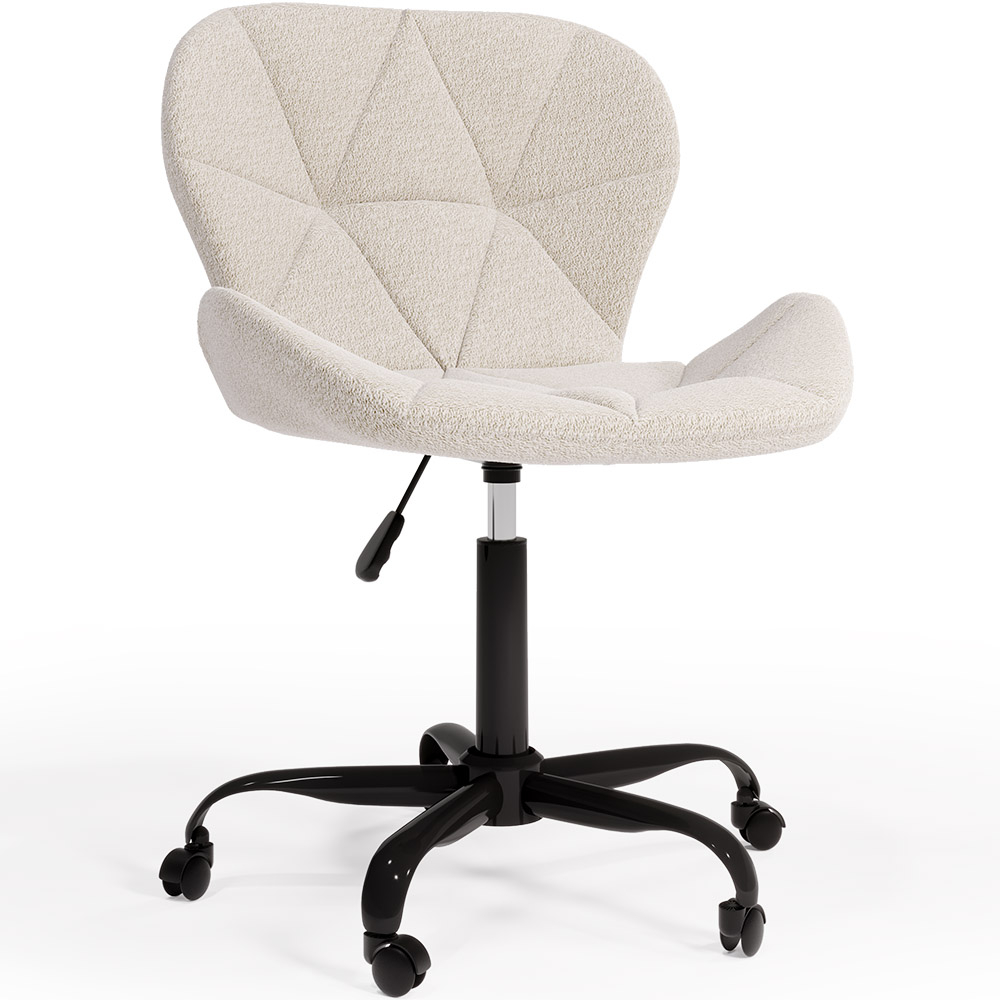  Buy Office Chair with Wheels - Swivel Desk Chair - Upholstered in Bouclé Fabric - Black Wito Frame White 61055 - in the EU