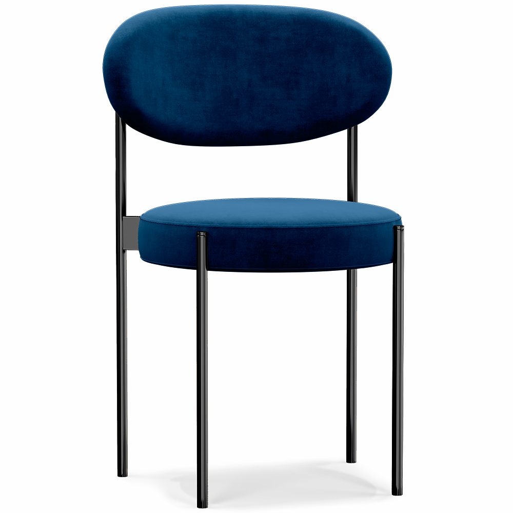 Buy Dining Chair - Upholstered in Velvet - Black Metal - Margot Dark blue 61003 - in the EU