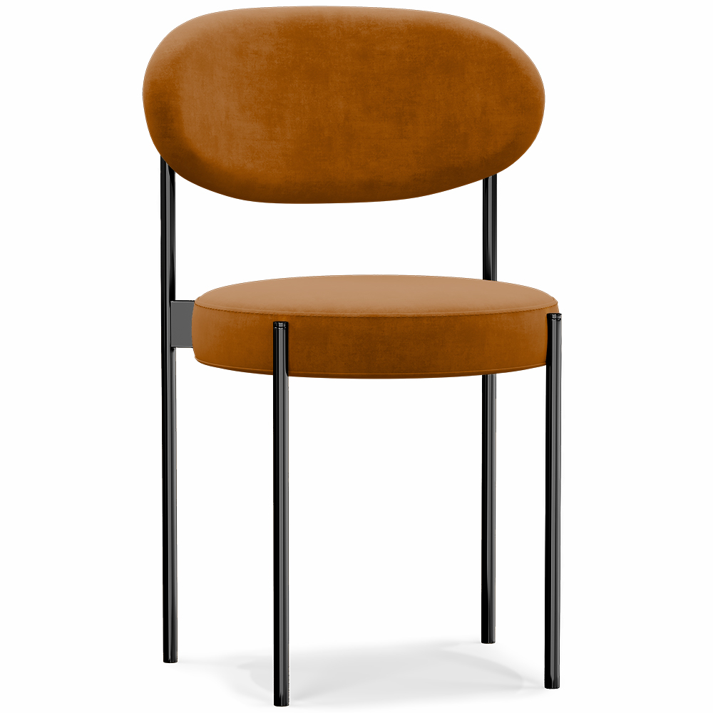  Buy Dining Chair - Upholstered in Velvet - Black Metal - Margot Mustard 61003 - in the EU
