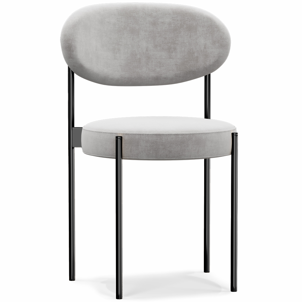  Buy Dining Chair - Upholstered in Velvet - Black Metal - Margot Light grey 61003 - in the EU