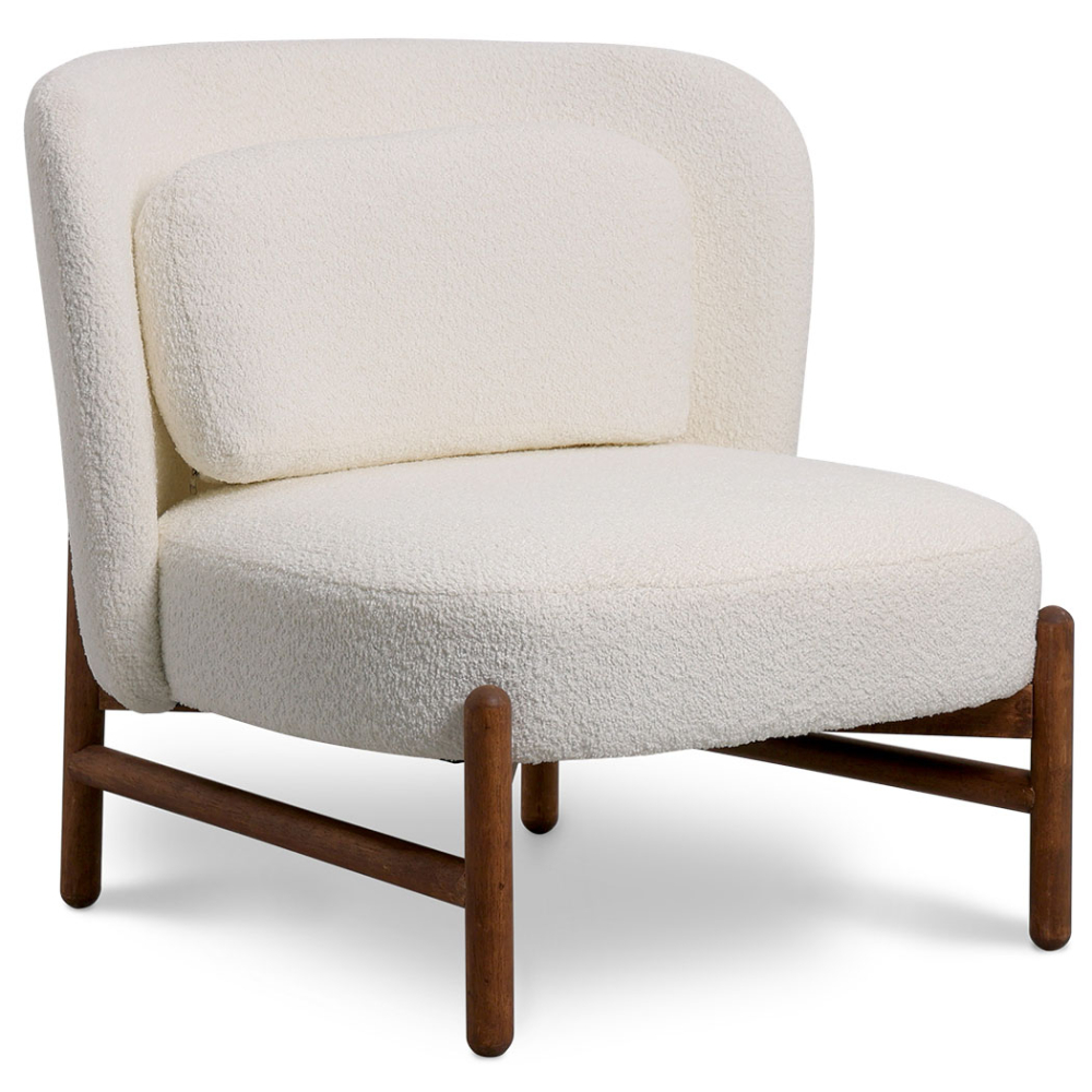  Buy Bouclé Fabric and Wood Armchair - Brina White 61135 - in the EU