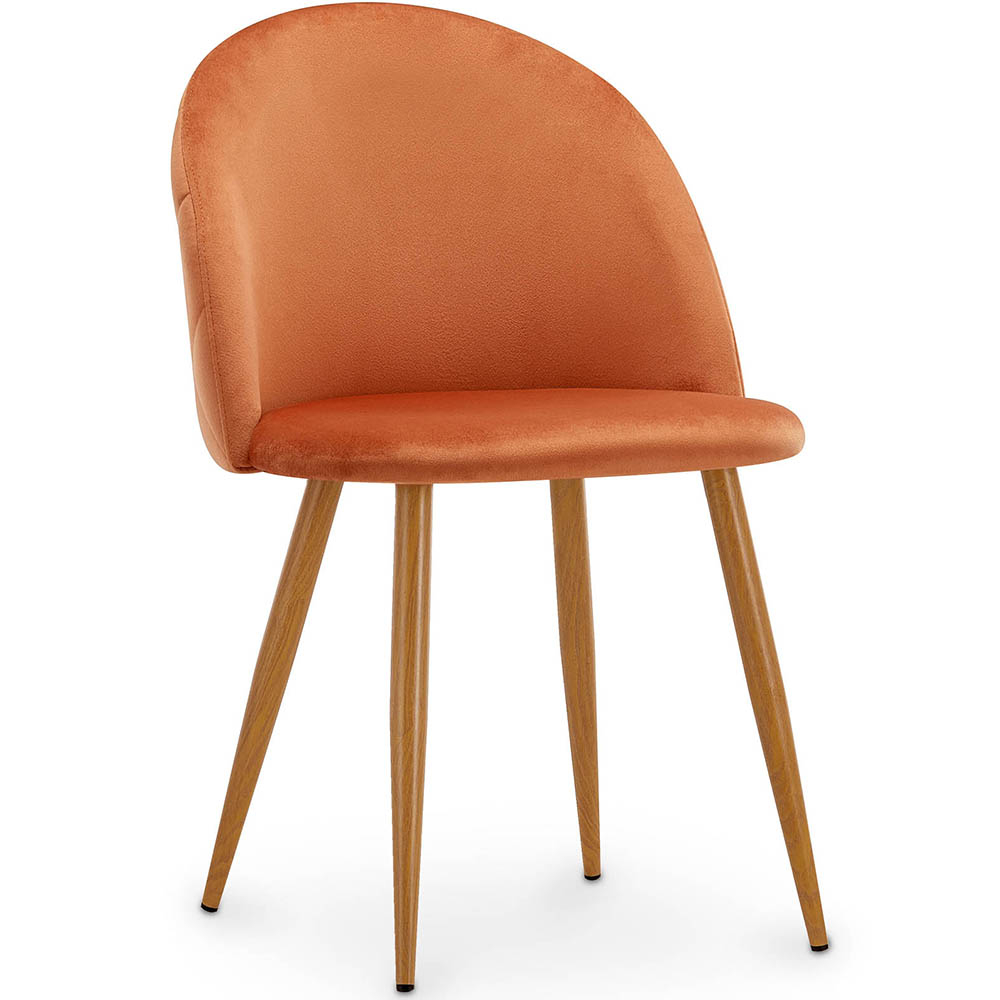  Buy Dining Chair - Upholstered in Velvet - Backrest with Pattern - Evelyne Reddish orange 61146 - in the EU