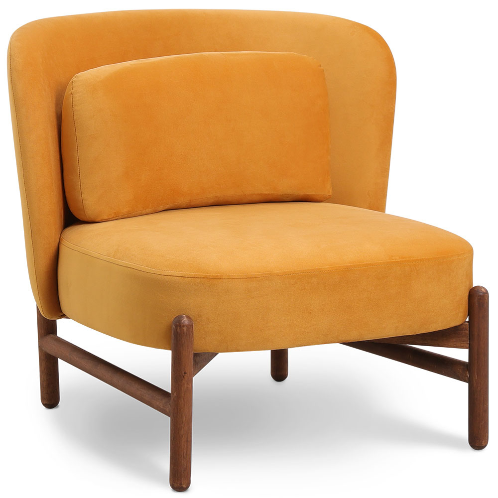  Buy Velvet Upholstered Armchair with Wood - Brina Mustard 61215 - in the EU