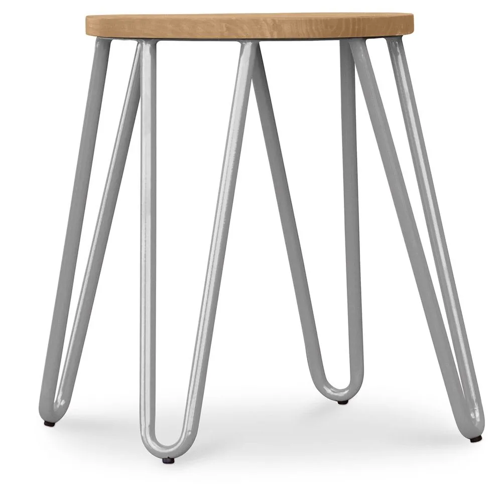 Hairpin Stool - 42cm - Light wood and metal image 8