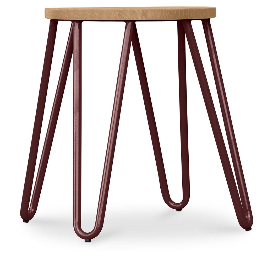 Hairpin Stool - 42cm - Light wood and metal image 8