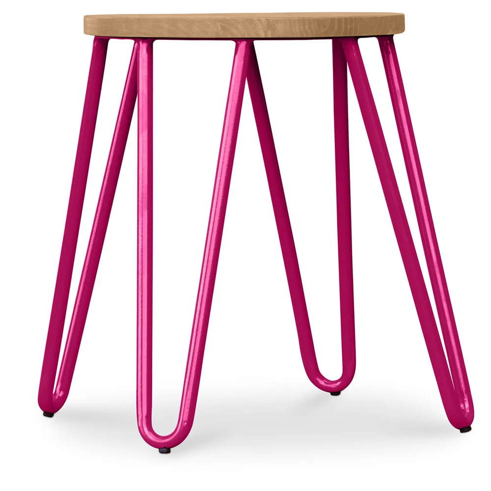 Hairpin Stool - 42cm - Light wood and metal image 8