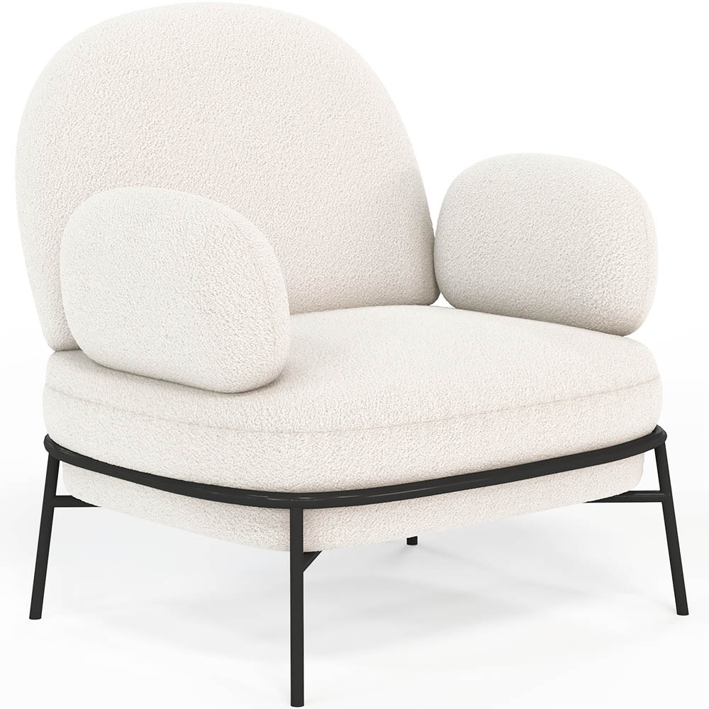  Buy Designer Armchair - Upholstered in Bouclé Fabric - Alia White 61223 - in the EU