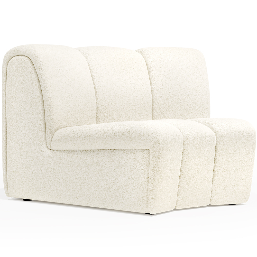  Buy Curved Module Sofa - Upholstered in Bouclé Fabric - Herrindon White 61248 - in the EU