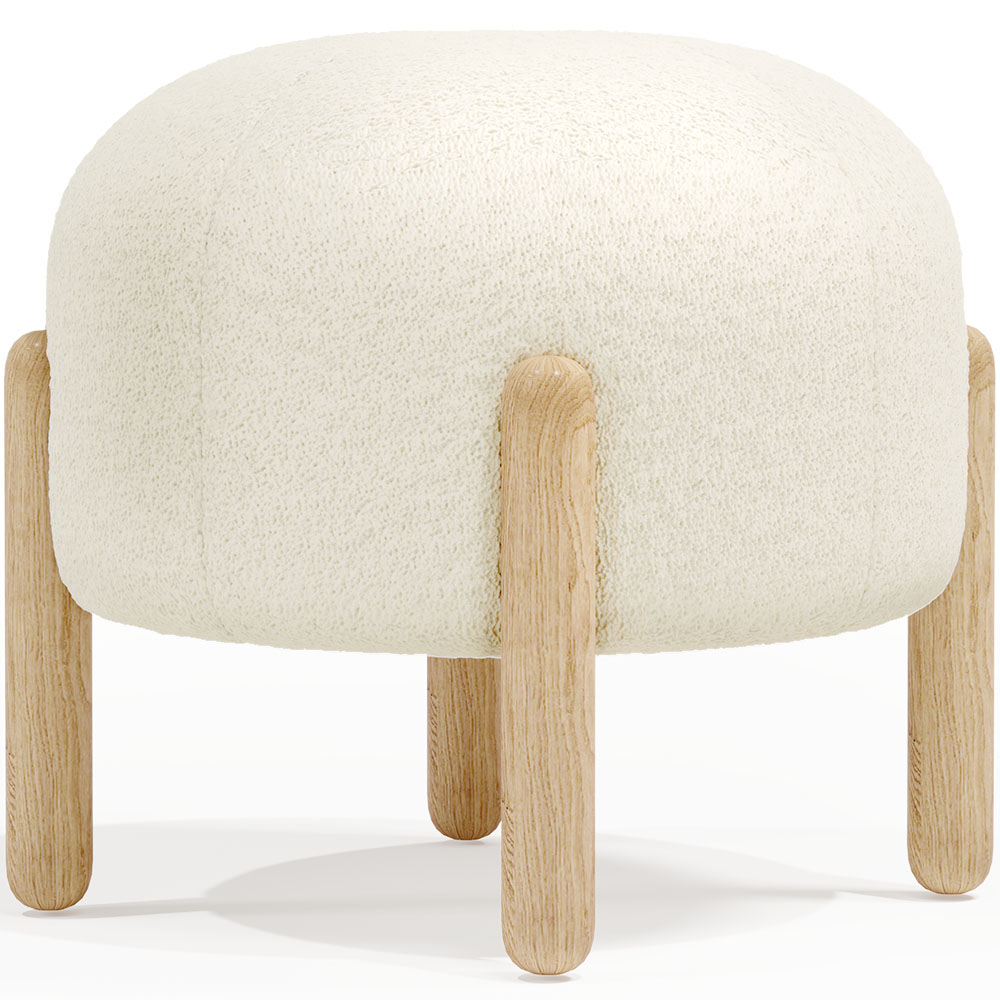 Buy Low Stool Upholstered in Bouclé - Curve White 61251 - in the EU