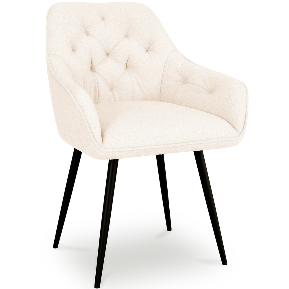  Buy Dining Chair with Armrests - Upholstered in Premium Bouclé - Alene White 61267 - in the EU
