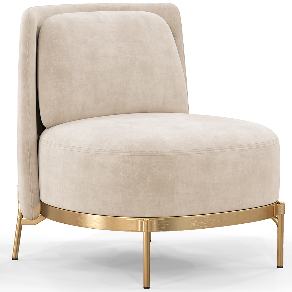  Buy Designer Armchair - Velvet Upholstered - Kanla Beige 61001 - in the EU