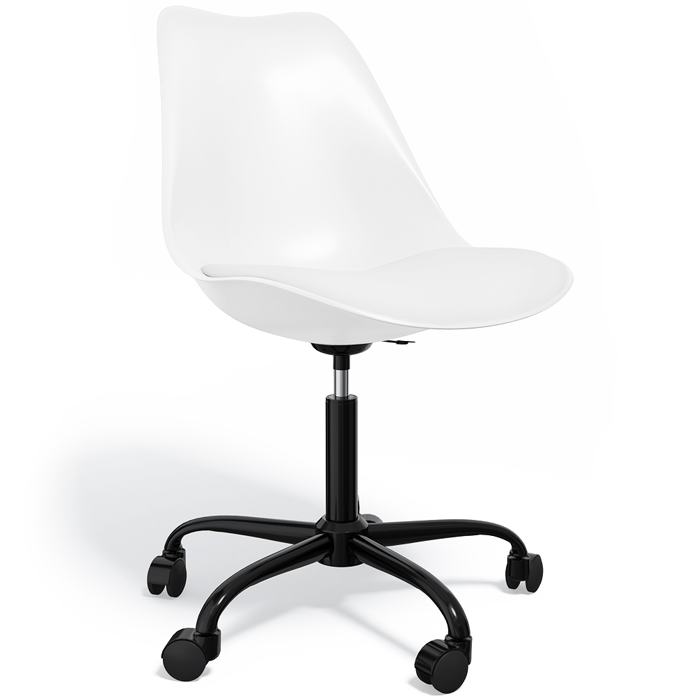  Buy Office Chair with Wheels - Swivel Desk Chair - Tulip Black Frame White 61270 - in the EU