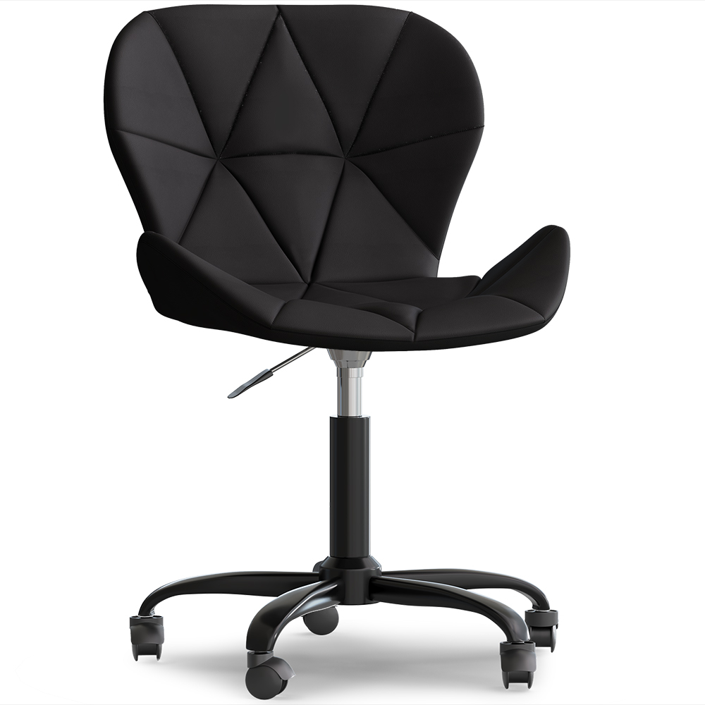  Buy Office Chair with Wheels - Swivel Desk Chair - Upholstered in Faux Leather - Black Wito Frame Black 61049 - in the EU