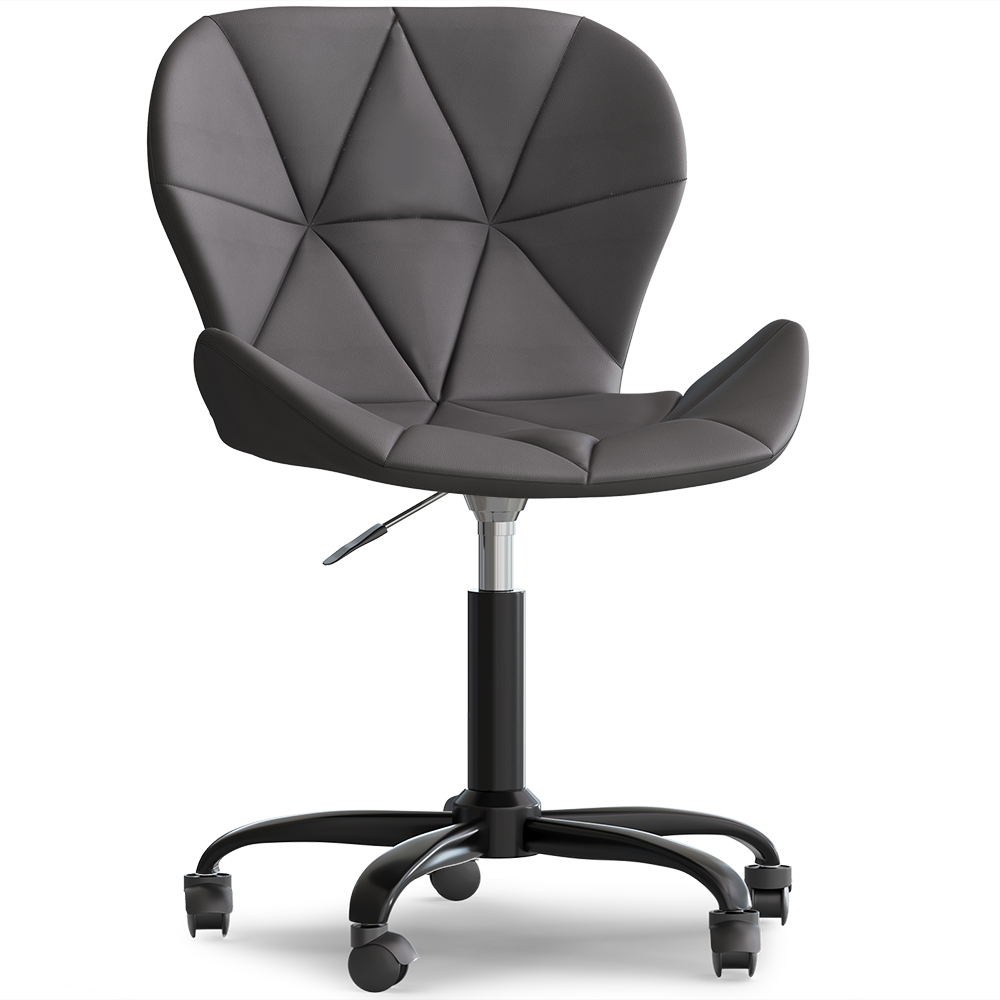  Buy Office Chair with Wheels - Swivel Desk Chair - Upholstered in Faux Leather - Black Wito Frame Grey 61049 - in the EU
