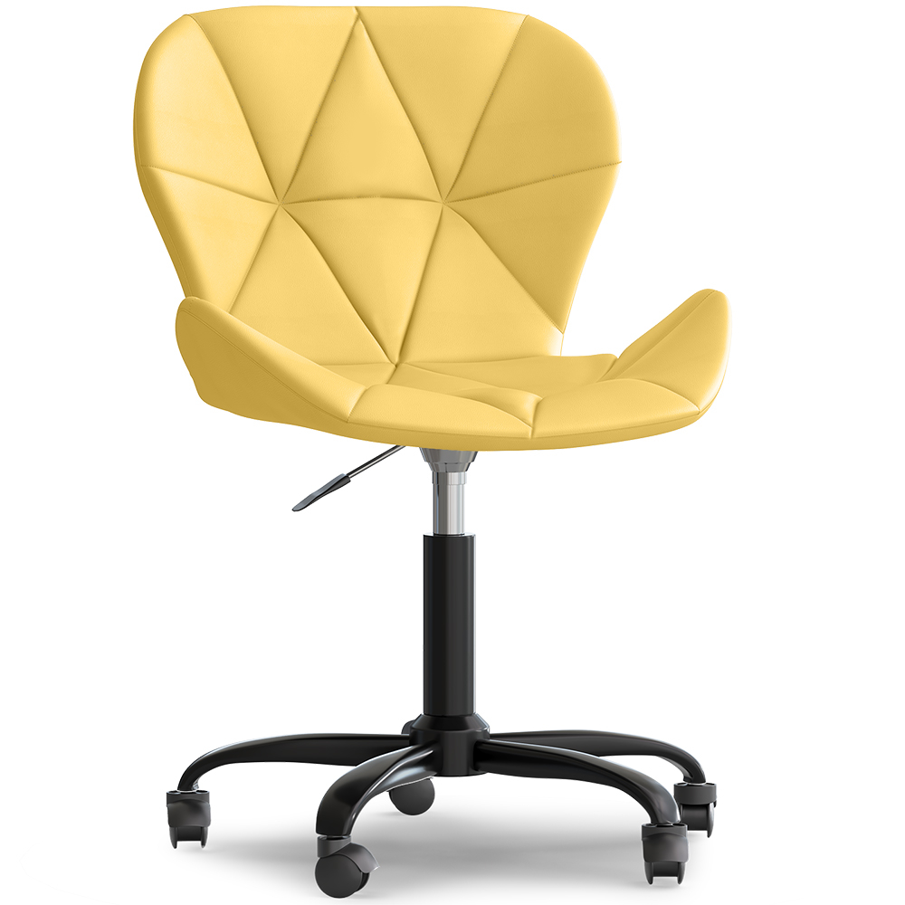  Buy Office Chair with Wheels - Swivel Desk Chair - Upholstered in Faux Leather - Black Wito Frame Yellow 61049 - in the EU