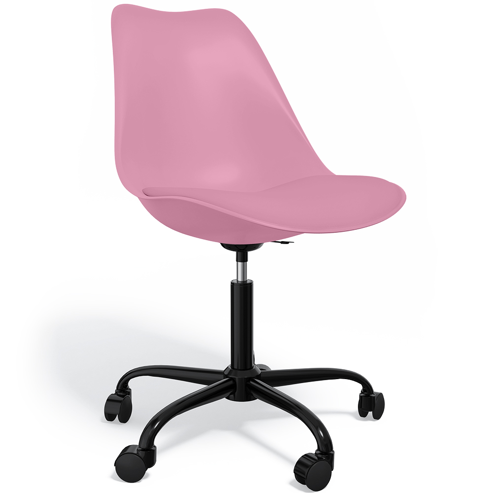  Buy Office Chair with Wheels - Swivel Desk Chair - Tulip Black Frame Pastel pink 61270 - in the EU