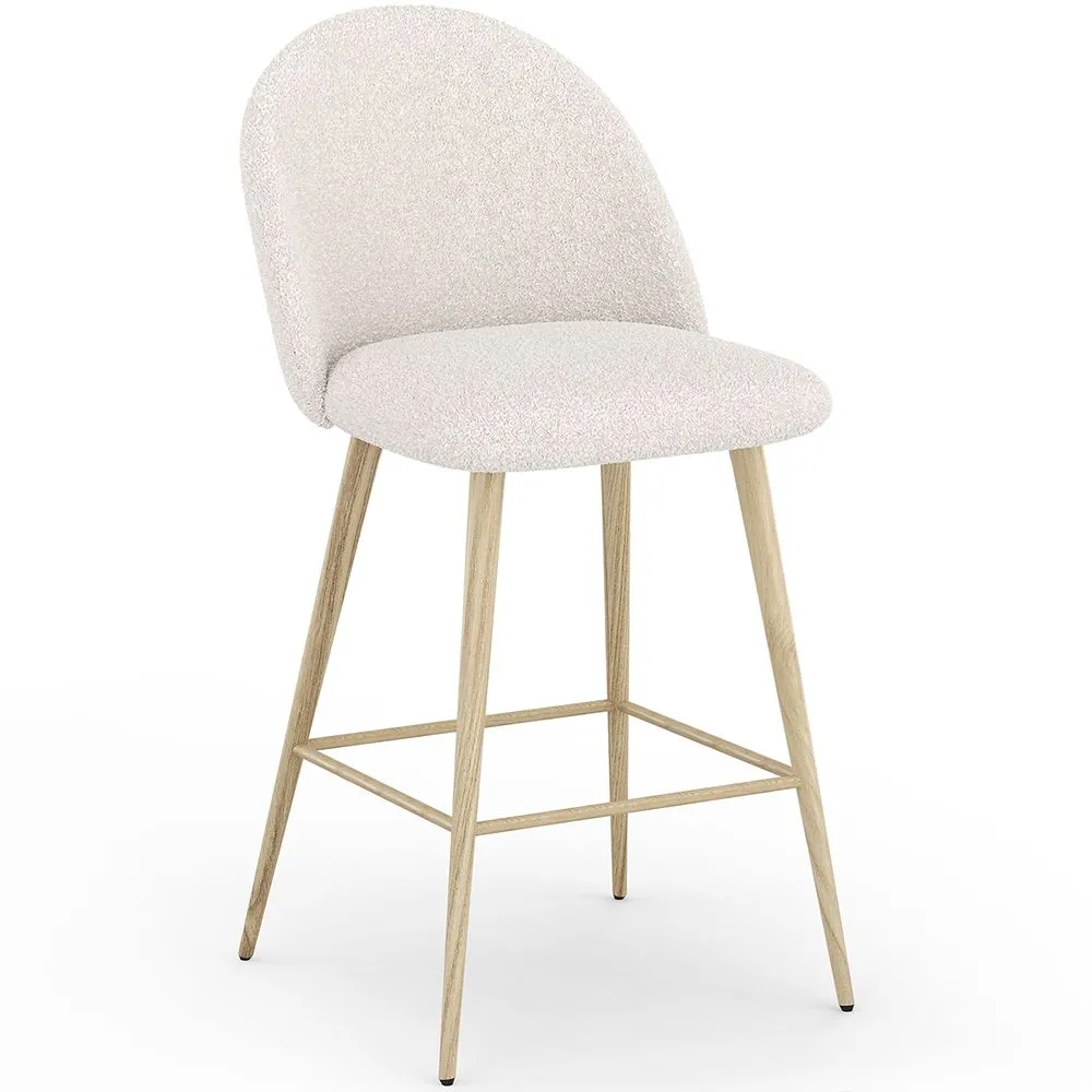 Stool Upholstered in Bouclé Fabric - Scandinavian Design - 66cm - Evelyne image 8