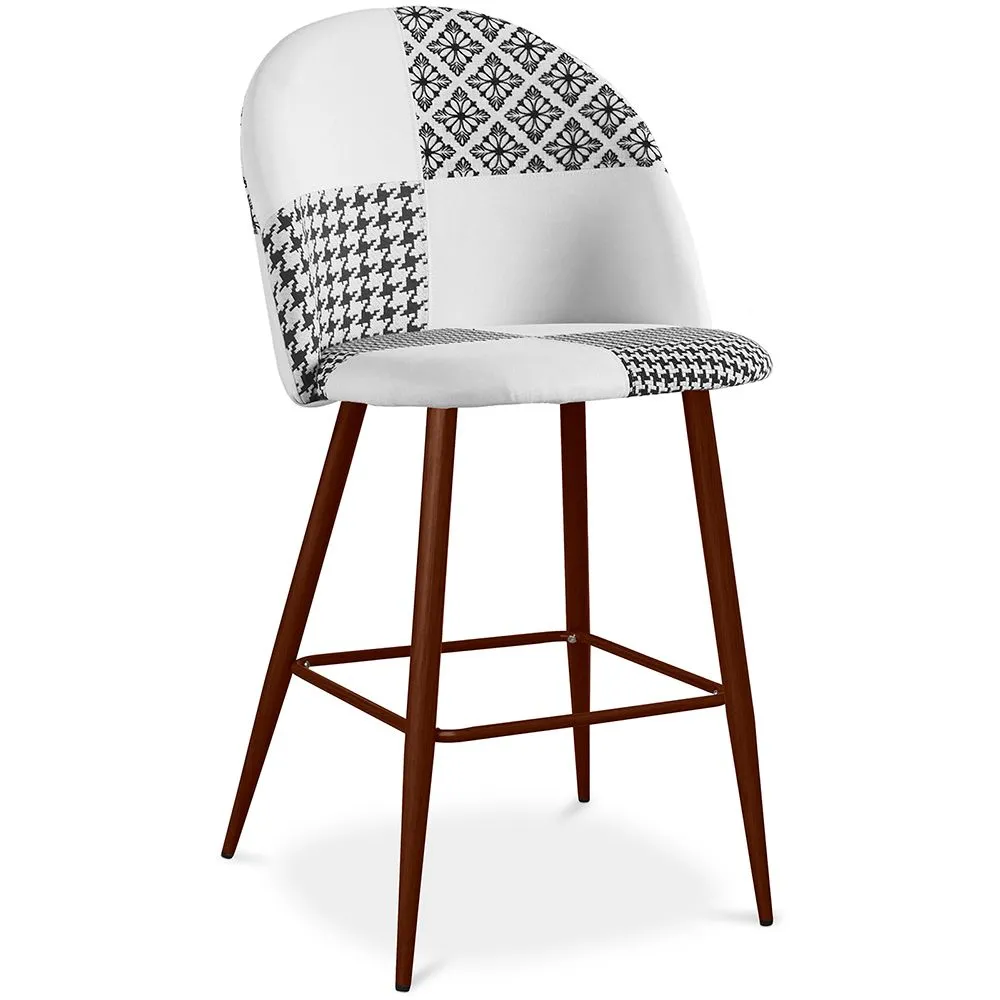 Patchwork Upholstered Stool - Scandinavian Style - Black and White - 66cm - Evelyne image 8