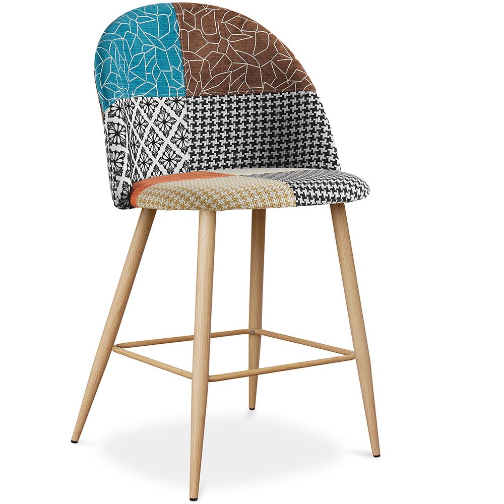  Buy Patchwork Upholstered Stool - Scandinavian Style -  63cm - Evelyne  Multicolour 61292 - in the EU