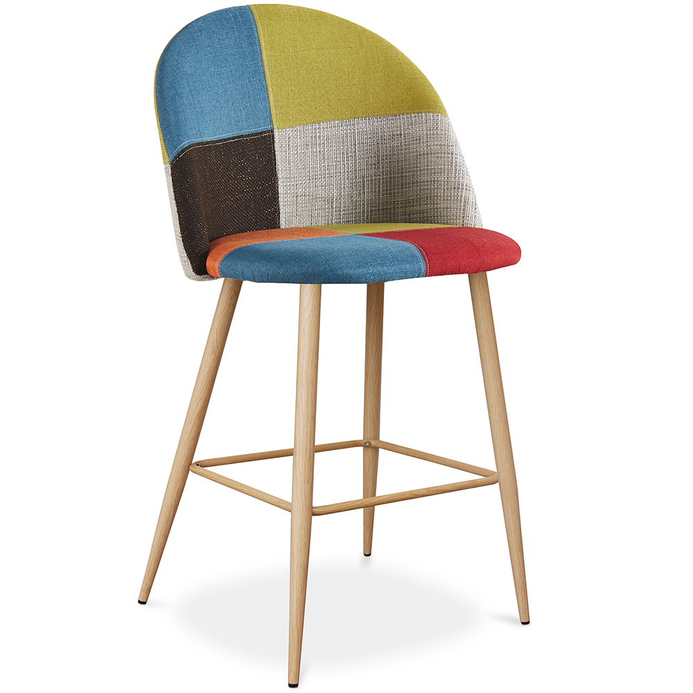  Buy Patchwork Upholstered Stool - Scandinavian Style - 63cm - Evelyne Multicolour 61293 - in the EU