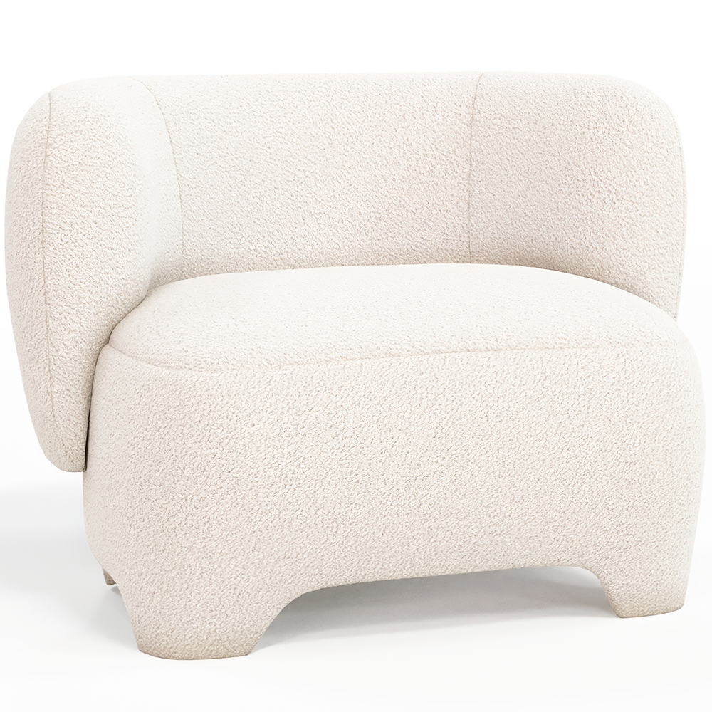  Buy  Upholstered Armchair - Bouclé Fabric Lounge Chair - Magnolia White 61296 - in the EU