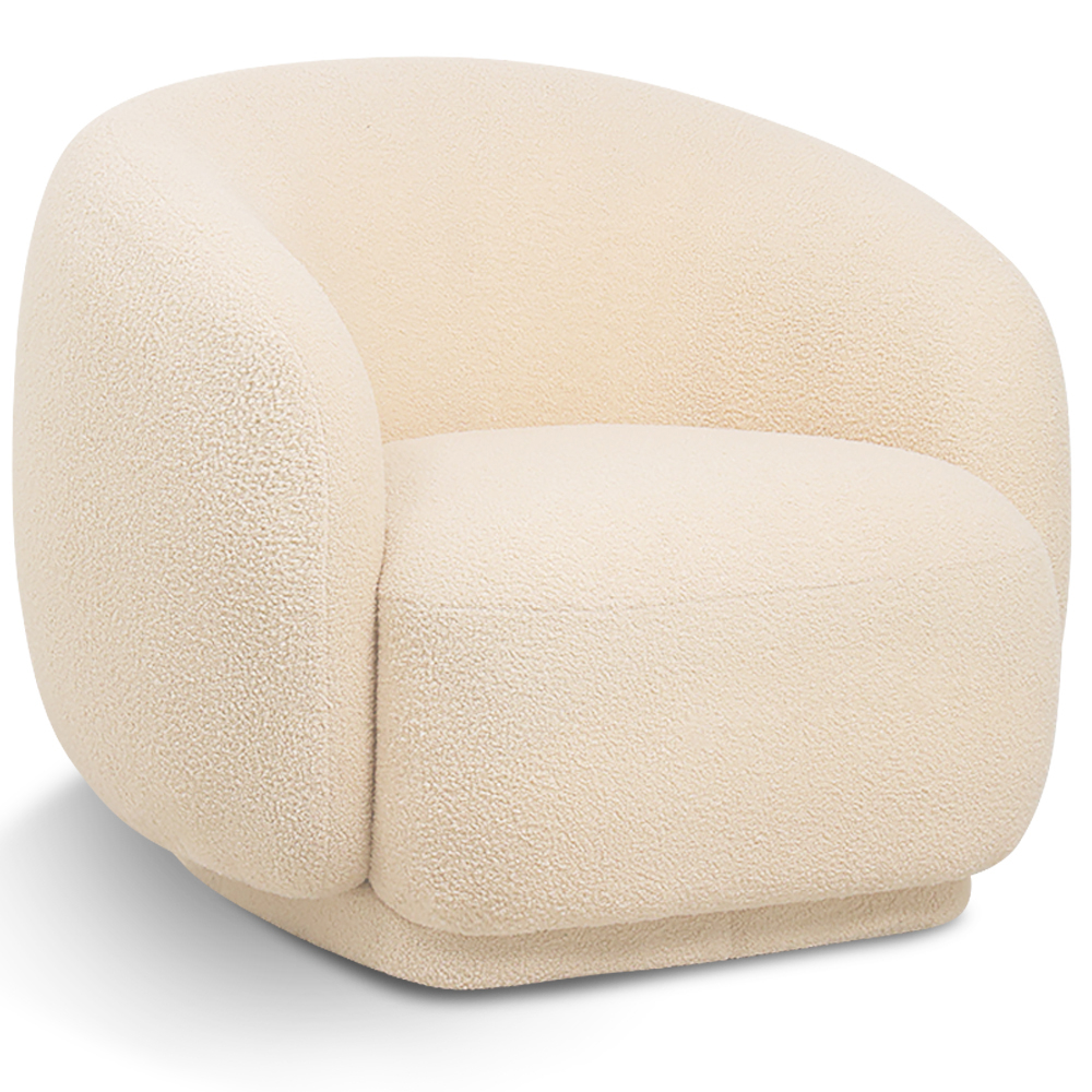 Upholstered Armchair in Bouclé Fabric - Curved Design - Drisela image 8