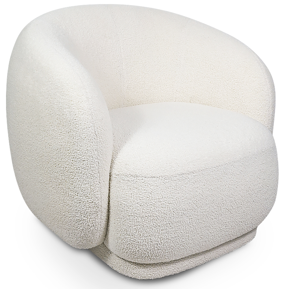  Buy Upholstered Armchair in Bouclé Fabric - Curved Design - Drisela White 61302 - in the EU