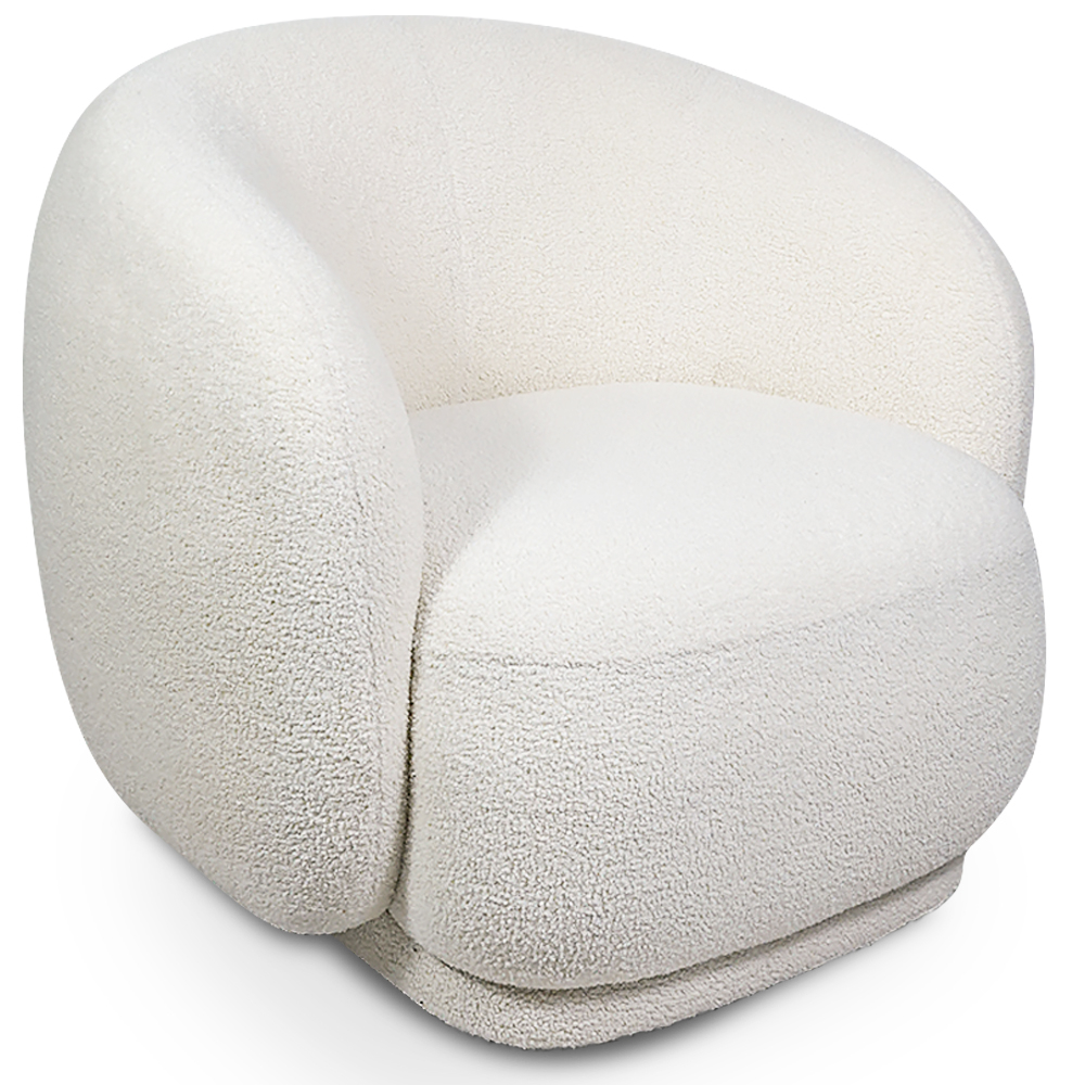 Upholstered Armchair in Bouclé Fabric - Curved Design - Drisela image 8