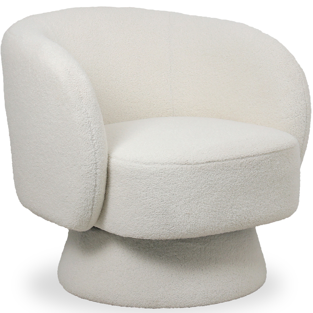  Buy Armchair Upholstered in Bouclé Fabric - Curved Design - Dresa White 61304 - in the EU