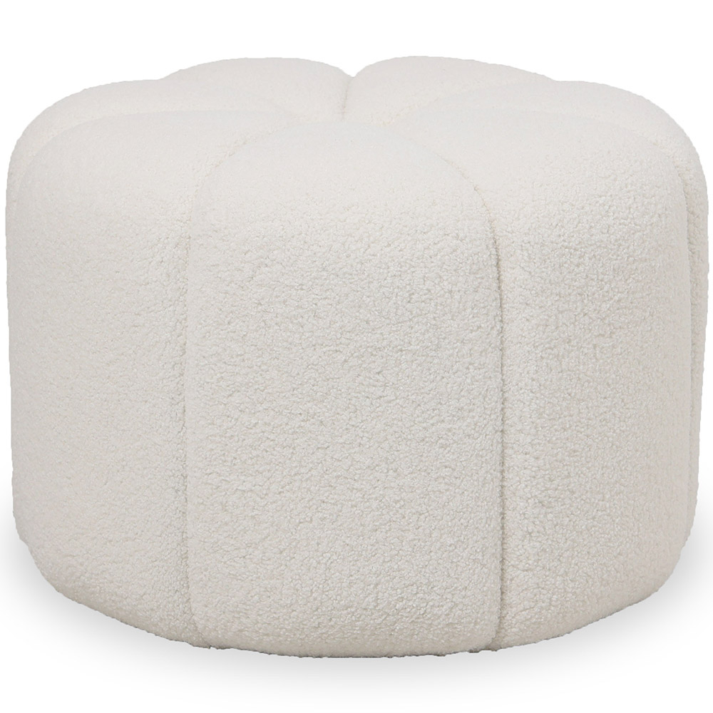  Buy Round Ottoman Upholstered in Bouclé Fabric - Posera White 61306 - in the EU