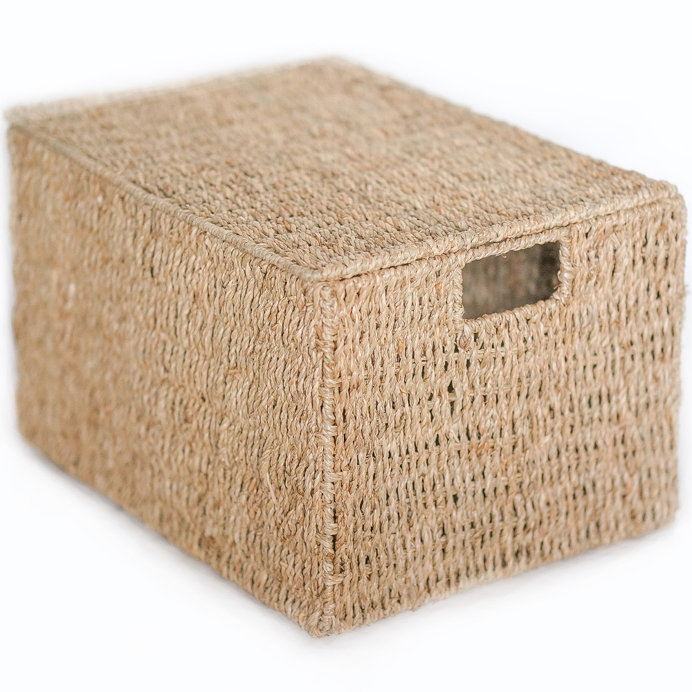  Buy Natural Fiber Basket with Lid - 40x30CM - Maracay Natural 61314 - in the EU