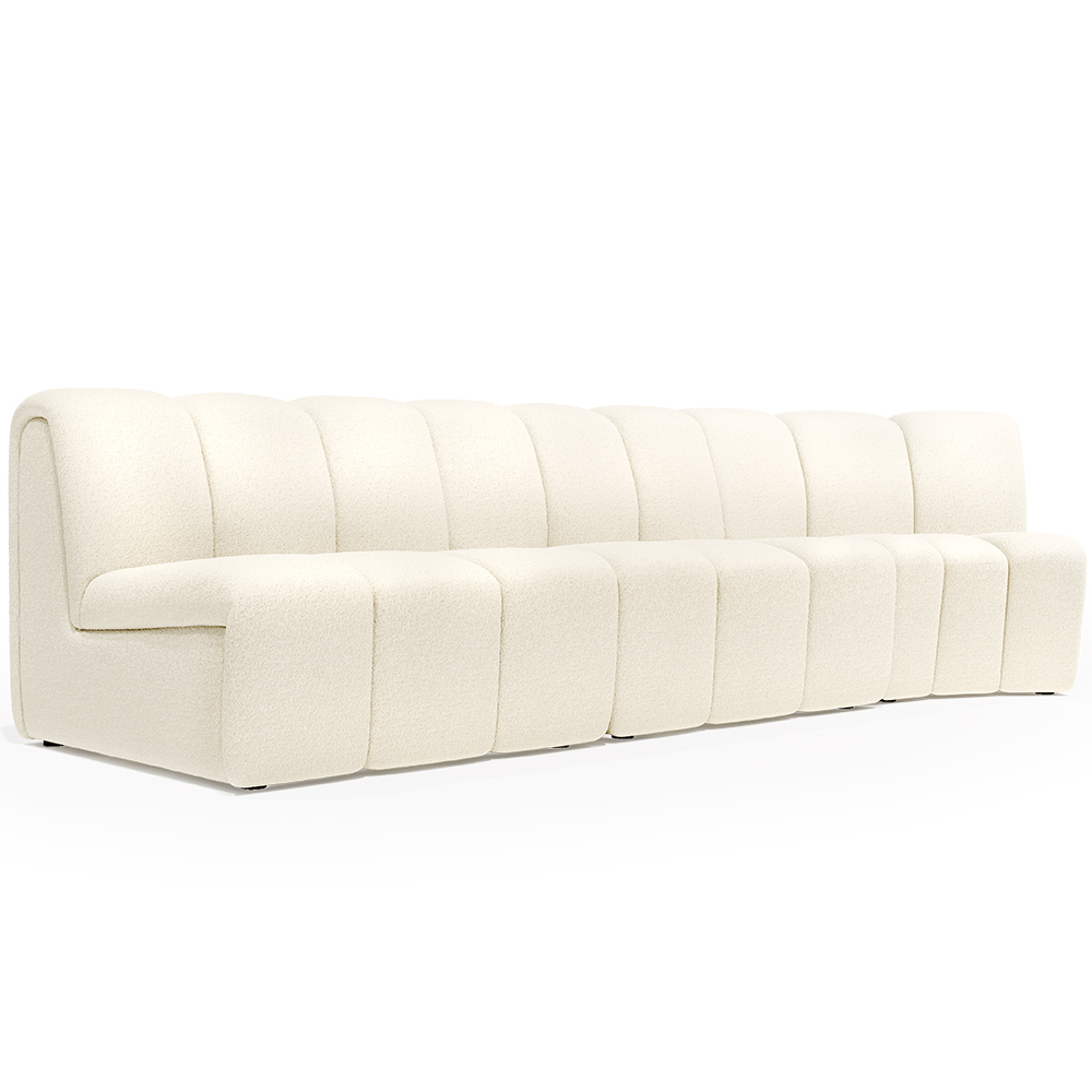  Buy Modular Sofa - Upholstered in Bouclé - 3 Modules - Herridon II White 61310 - in the EU