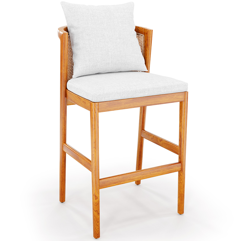 High Outdoor Teak Wood Stool with Cushions - Bamas image 8