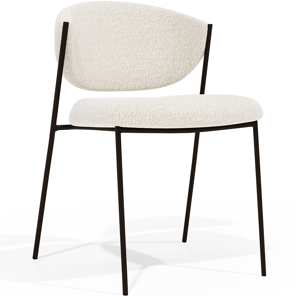  Buy Dining chair - Upholstered in Bouclé Fabric - Black Metal - Seda White 61332 - in the EU