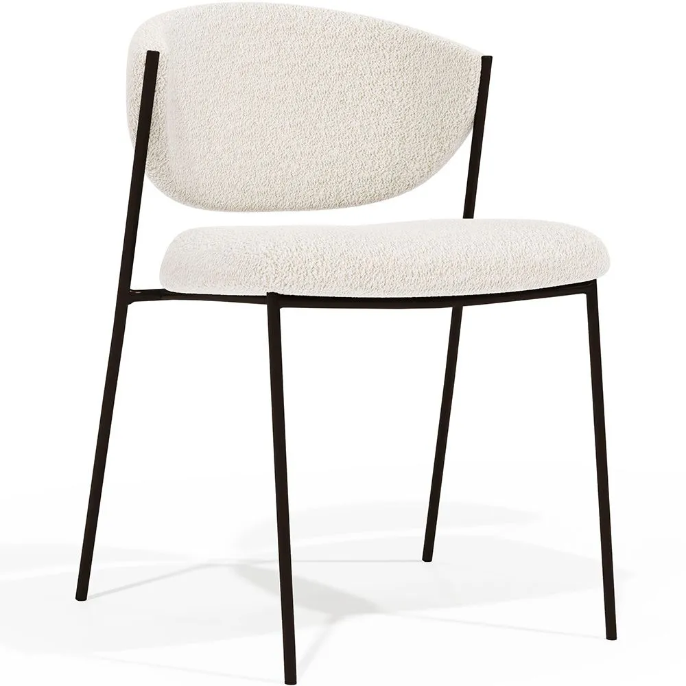 Dining chair - Upholstered in Bouclé Fabric - Black Metal - Seda image 8