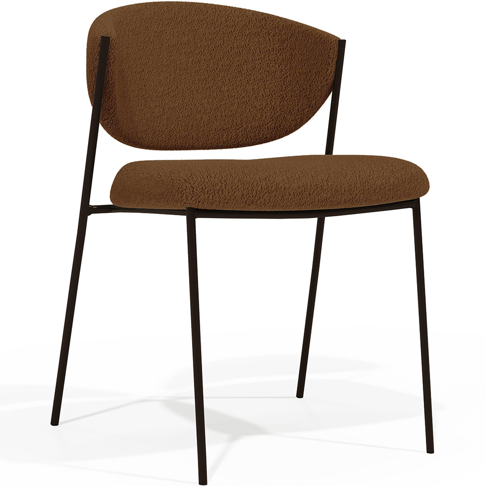  Buy Dining chair - Upholstered in Bouclé Fabric - Black Metal - Seda Chocolate 61332 - in the EU