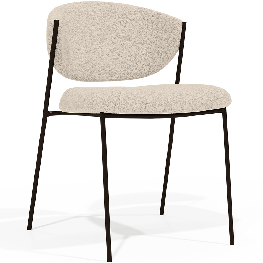  Buy Dining chair - Upholstered in Bouclé Fabric - Black Metal - Seda Ivory 61332 - in the EU