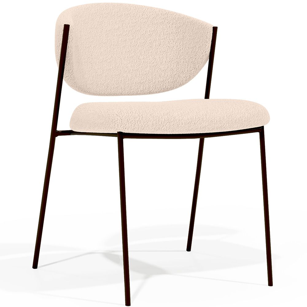 Dining chair - Upholstered in Bouclé Fabric - Black Metal - Seda image 8