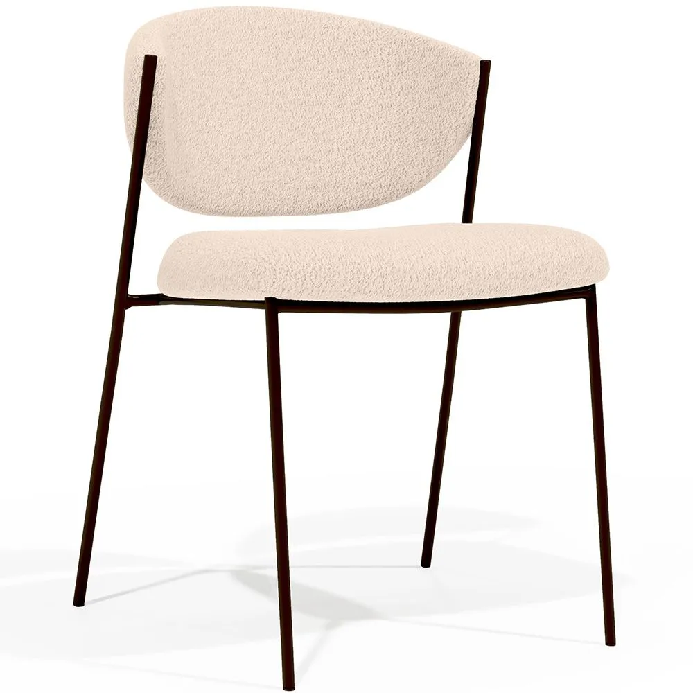 Dining chair - Upholstered in Bouclé Fabric - Black Metal - Seda image 8