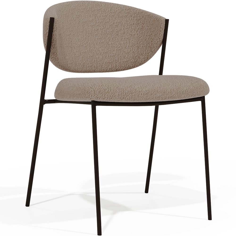  Buy Dining chair - Upholstered in Bouclé Fabric - Black Metal - Seda Taupe 61332 - in the EU