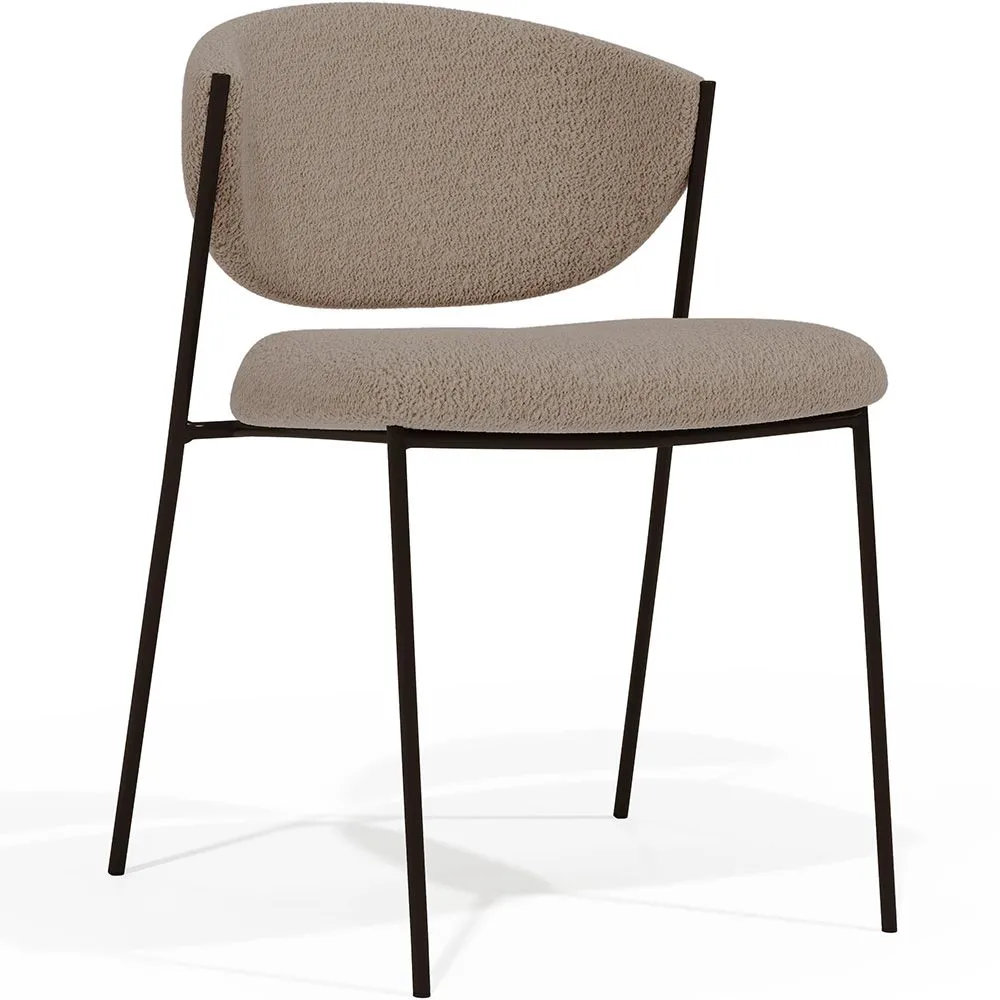 Dining chair - Upholstered in Bouclé Fabric - Black Metal - Seda image 8